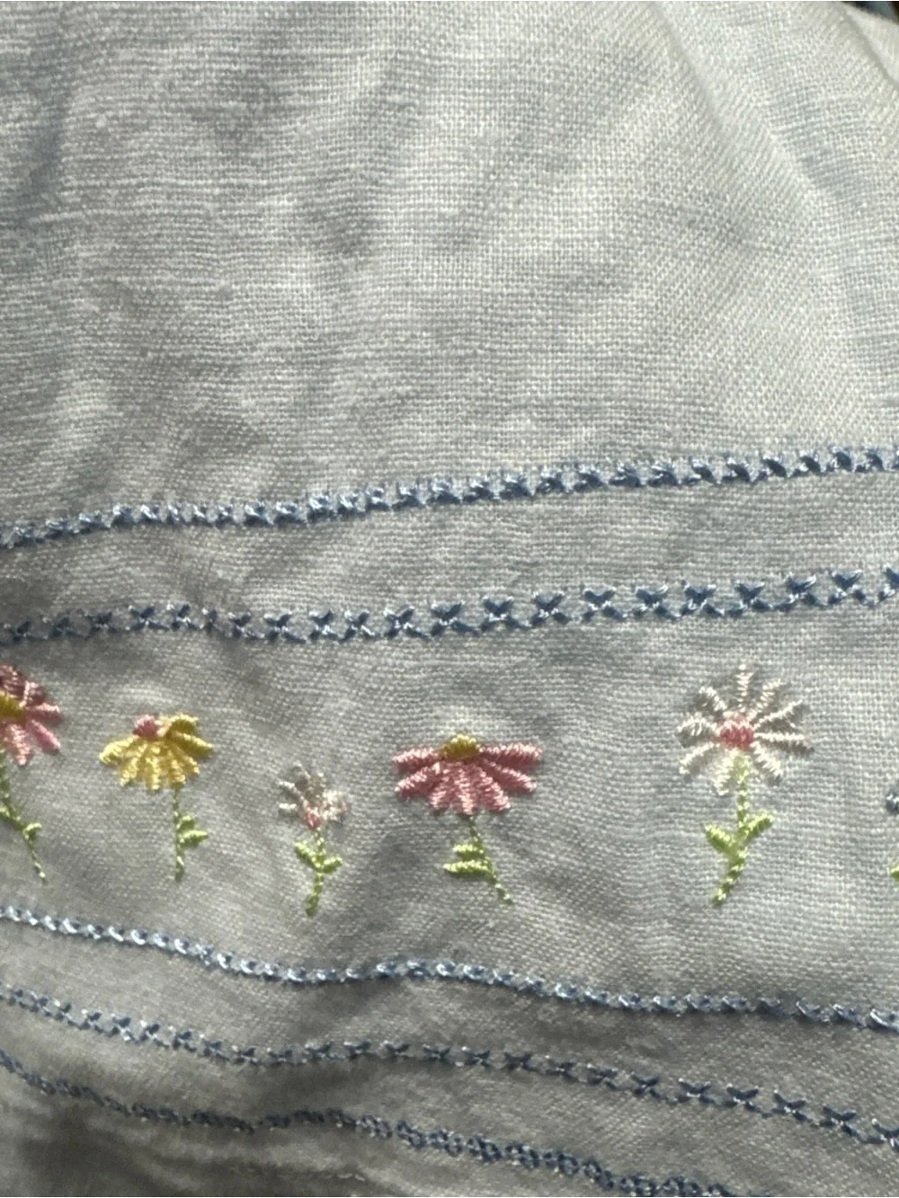 Carter's Pale Blue Peter Pan Collar Dress with Floral Embroidery
